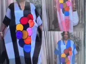 Striped with Color Circles Kaftan